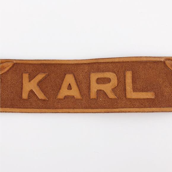 floral tooled wide leather belt personalized with Karl - Picture 3 of 4